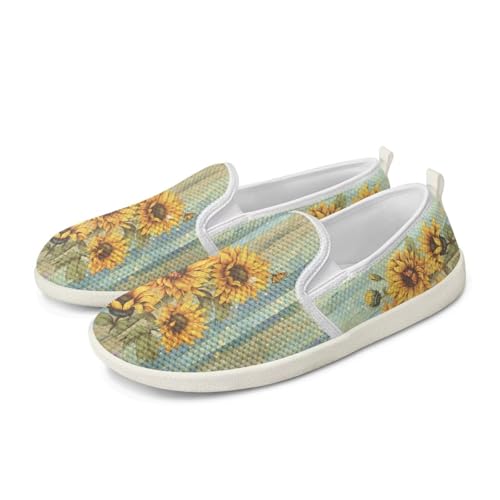 JoyLamoria Retro Butterfly Print Slip on Sneakers Mesh Fashion Running Shoes Sneakers Women Men Walking Shoes Arch Support Causal Flats