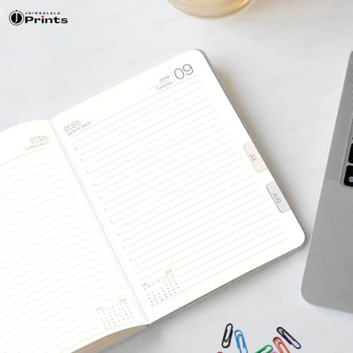Image of Jhingalala Diaries - Hard Bound Leather Cover 2026 Diary with 365 Dates I Daily Planner Diary 2026 With Calendar | Size A5 15x21 cms (Grey)