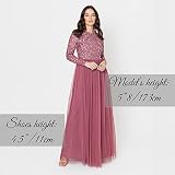 Maya Deluxe Sukienka maxi z długim rękawem z zdobieniem Majów dla druhny, Desert Rose, 34