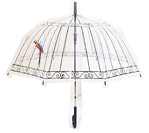 zmgmsmh Bird cage umbrella Bubble Dome Stick Umbrella Transparent Plastic Rain Umbrella (Black, Birdcage)