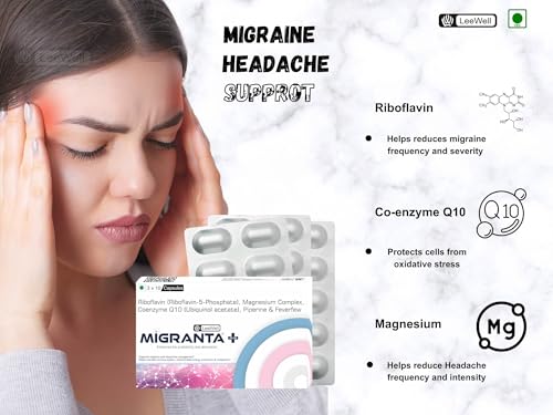 Image of Plus - Migraine Supplements, Headache Relief Products with Coenzyme Q10, Magnesium and Riboflavin (Vitamin B2) - 30 Capsules