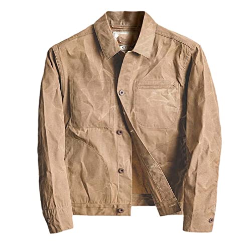 Veste militaire vintage haut de gamme en toile de coton ciré fine pour homme