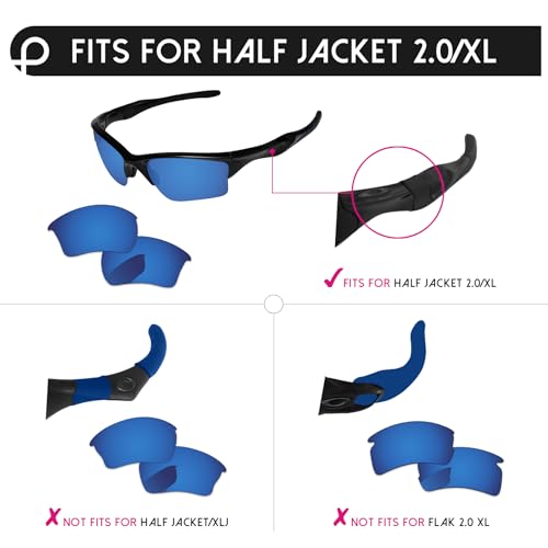 Image of Replacement Lenses & Rubber Kits for Oakley Half Jacket 2.0 XL OO9154 62mm - Precise Fit, UV Block, Impact Resistant