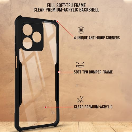 Image of Jkobi Back Case Cover for Realme C51 | Realme C53 (Shockproof with Polycarbonate Clear Panel | Professional Black)