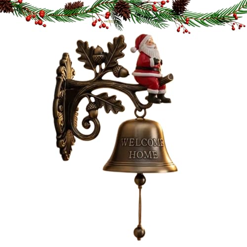 Decoración de campana de Navidad – Cascabeles para decoración navideña | Decoración de temporada navideña vintage para patio, jardín, timbre para exteriores, interiores, hogar, entrada, cocinas