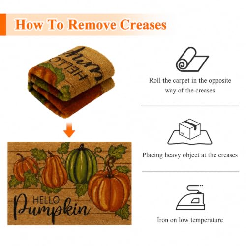 U'Artlines Fall Hello Pumpkin Low Pile Front Door Mat 17"x30" - image 7
