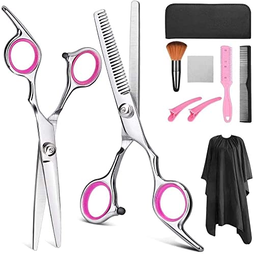 HJHKJKUHS Tijeras de peluquería 7/9 Piezas Tijeras de peluquería Profesionales Peine de Cola de peluquería Peine para el Cabello Queratina para el Cabello-9 Piezas_Azul