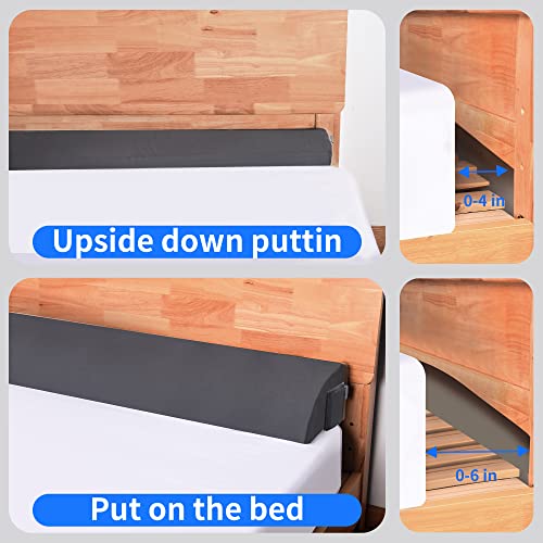 Moavica Twin Size(39"X10"X6") Bed Wedge Pillow Plus For Sleeping,Between Your Headboard And Mattress,Headboard Pillow/Bed Gap Filler/Mattress Wedge Close The Gap (0-8"),（Arched Grey） #TOP2