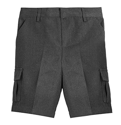L S U Boys Adjustable Waist Cargo School Shorts Grey Black from 2Y-15Y (14-15 Years, Grey)
