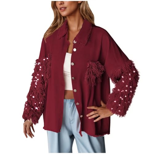 Long Sleeve for Women Winter Fall Turtle Neck Faux Denim Western Cardigan Basic Outfits Women 2025 Trendy