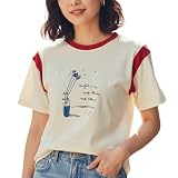 [UQQA] 半袖Tシャツ レディース 夏 【着回し力 綿100％】 トップス きれいめ 大人カジュアル 配色デザイン レッド L