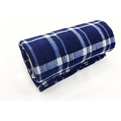 Navy Blue Tartan Check Fleece Blanket Cover