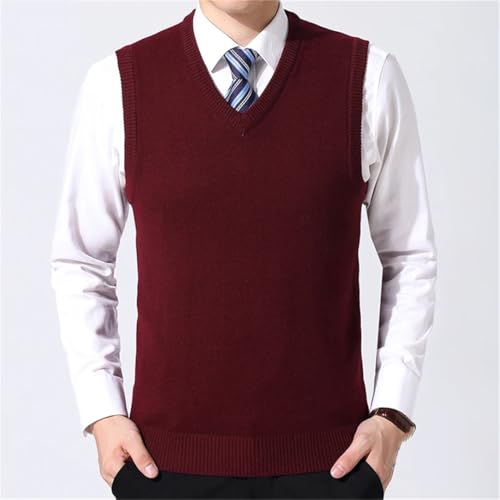 Men's Knitted Sweater Vest Casual Solid Color Sleeveless Pullover Business Waistcoat Tops4