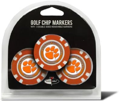 Team Golf NCAA Clemson Tigers Golf Chip Ball Markers (3 Count), Poker Chip Size with Pop Out Smaller Double-Sided Enamel Markers, Multi Team Color, One Size, 20688