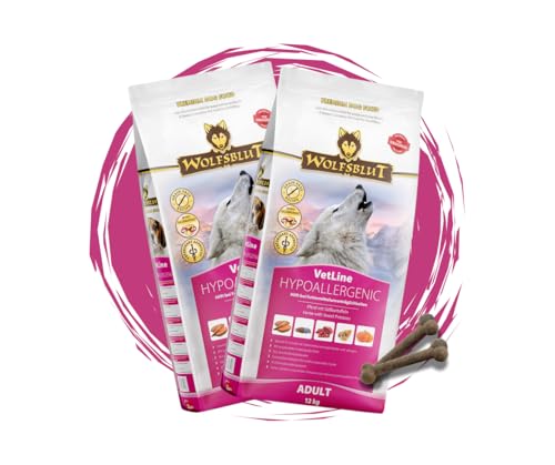 Wolfsblut Vetline Hundefutter - Hypoallergenic, 2x12kg - Sparbundel, Sparpaket - inklusive Warnicks Tierfutterservice Hundesnack Goodie