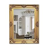 Espejo decorativo dorado de estilo vintage; con el lujo del siglo pasado, el vidrio de alta definición proporciona reflejos claros y sin distorsiones, para que pueda disfrutar del reflejo más preciso de la decoración de su hogar.