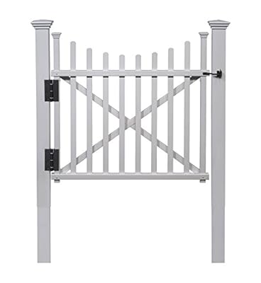 46in H x 49.5in W (1 Gate) No Dig Zippity Manchester Gate Kit, White Vinyl Picket Fence Gate Kit for Manchester Fence Panels, Gate for Backyard, Patio, Outdoor, & Garden Fence, ZP19019