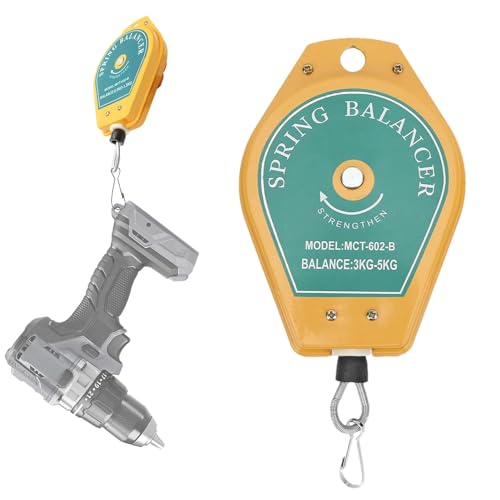 Equilibrador de resorte | Equilibradores de soporte de herramientas de rodamiento de 3 a 5 kg, tensión ajustable, anticaídas, herramienta versátil para abrazaderas, estantes, líneas de montaje