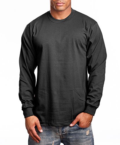 PRO 5 Super Heavy Mens Long Sleeve T-Shirt, X-Large, Charcoal Grey