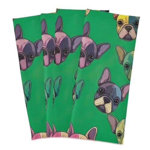 Torchons Cute Dogs en polyester vert vif de 71x45,7 cm lot de 6