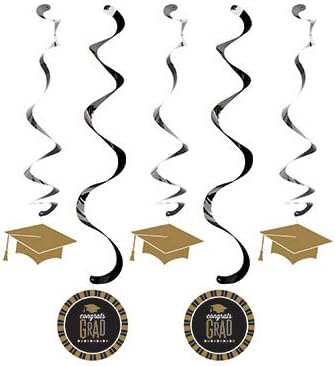 Beistle Club Pack Graduation Party Glitzy Grad Printed Dizzy Dangler Assortment, Box of 60 Danglers