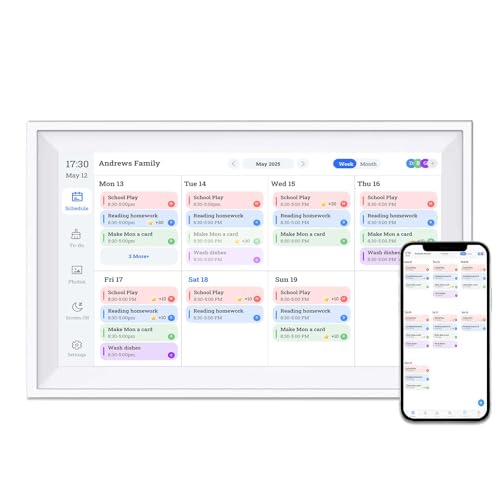 10.1 Inch Smart Digital Calendar Chore Chart with Touchscreen - Interactive Display for Family Schedules, Great for Organizing Your Calendar to-Do List & Meal Planner, Digital Picture Frame