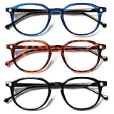 3 Pack Reading Glasses Spring Hinge Stylish Readers Black/Tortoise for Men and Women (3 Pack Mix, 1.50)
