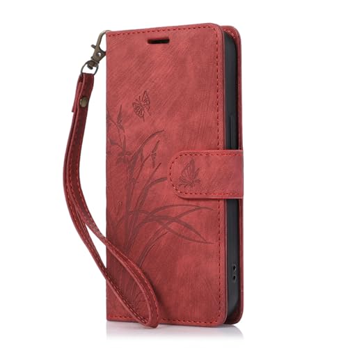 Protégez votre écran avec l'étui portefeuille iPhone 13 rouge anti rayures