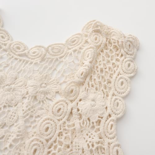 Girls Crochet Vest Cardigan with Fringe V-Neck Sleeveless Boho Vest Hollow Out Cardigan4