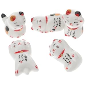 Supvox 5er Set Maneki Neko Essstäbchenablage Keramik