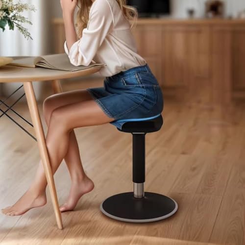 Image of Wobble Stool Standing Desk Stool Adjustable Height Office Chair Adult Wobble Stool Swivels Working Seat For Classroom Bedroom(Black)
