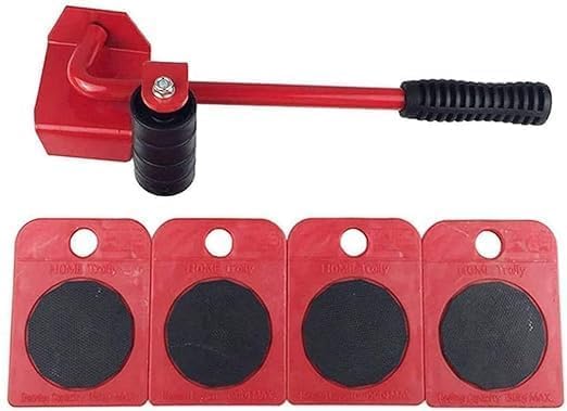 Furniture Lifter Mover Tool Set-Heavy Duty Furniture Shifting and Mover with 4 Sliders for Easy and Safe Moving Moving Roller Wheel Set for Washing Machines, Fridge,Sofa, Wardrobes (Red)