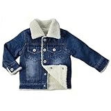 Toddler Baby Girls Winter Denim Jacket Coat Kids Children Sherpa Fleece Lined Parka Outerwear, Size 4-5 Years(Tag110)
