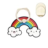 ZOSTLAND Colorful White Smile Cloud Phone Ring,Universal 360°Adjustable Phone Case Finger Grip Stand Holder Desk Stent Mount Car Hook Compatible with iPhone 15 14 13 12 11 MAX Plus iPad (1PC Rainbow)
