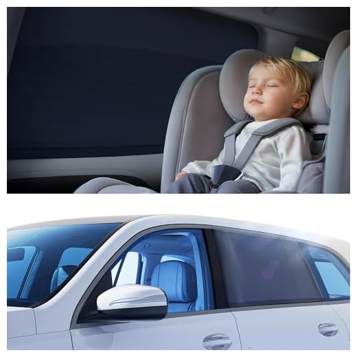 Nmoiss [2025 Upgraded] Car Window Shades for Baby[Ice Crystal Cooling Layer](2 Pack) UV-Blocker Cling Sun Shade 99% UV Protection Fit SUV/Sedan/Minivan | Roll Windows Down, Privacy Safe Medium