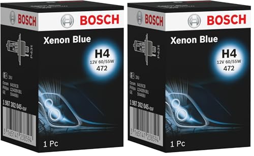 Bosch H4 Lámpara Faro de Carretera 60/55W Luz Alta Halógena 1 987 302 045 (Paquete de 2)