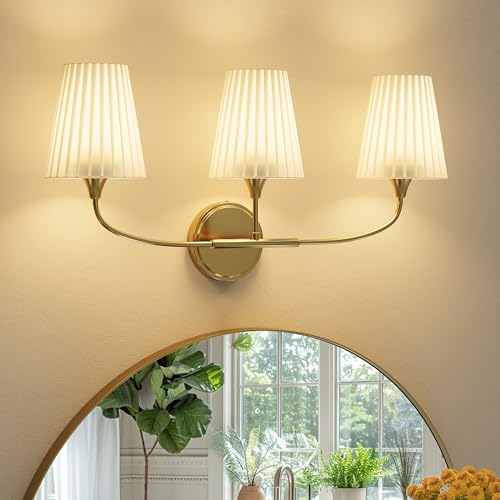 Lanxithen Bathroom Light Fixtures Over Mirror, Brushed Gold Vanity Light