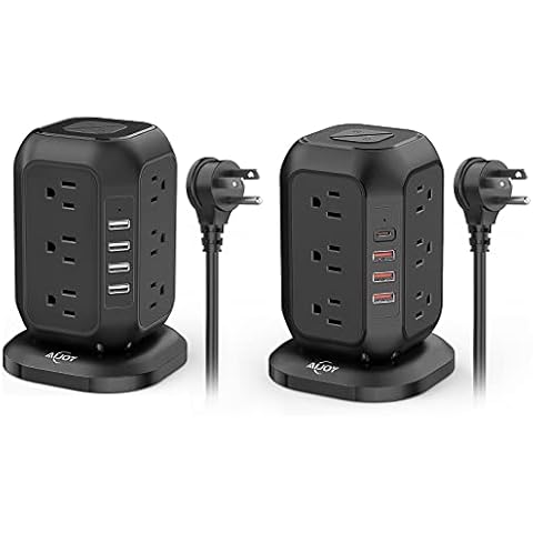 AiJoy Power Strip with USB C Ports & Power Strip Tower with USB Ports, Charging Station Extension Cord with Multiple Outlets for Home, Office, Dorm Room Essentials Cover