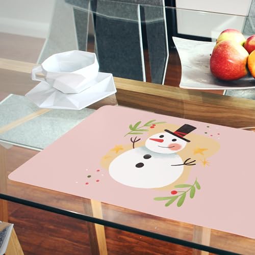 Sets de table Noël rose liège grand format décoration table hiver napperon lot 4 - 6