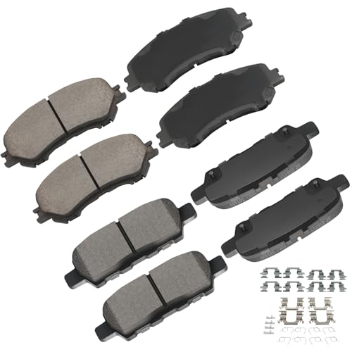 Image of cciyu D1737 & D1393 Front & Rear Ceramic Disc Brake Pads Kit For Nissan For Qashqai 2017-2019,For ROGUE 2014-2020,For ROGUE Sport 2017-2020