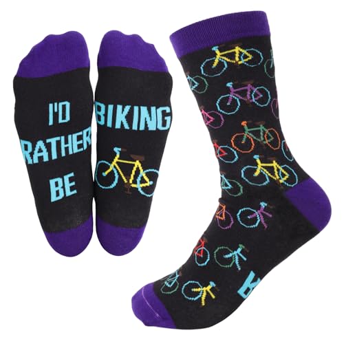 Zidoley Cycling Socks for Men, Funny Bicycle Pattern, Comfortable Cotton Blend, One Size Fits UK 6-12 – Unique and Unusual Cycling Gifts for Men, Perfect Bike Accessories Presents for Male Cyclists