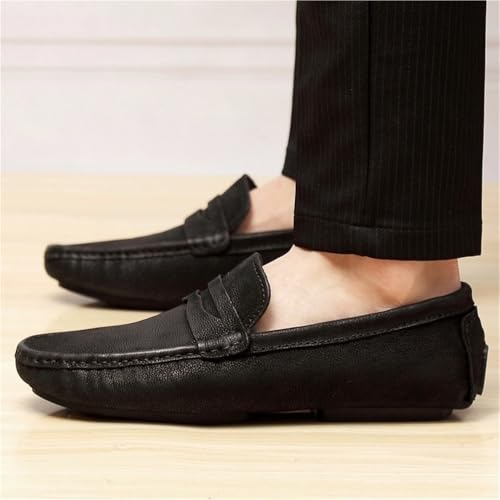 Loafers Shoes for Men Genuine Leather Round Toe Stitching Details Comfortable Anti-Slip Lightweight Casual Party Slip-ons4