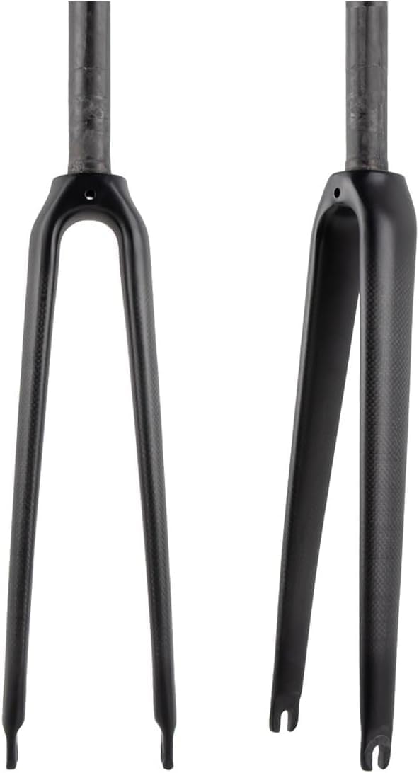 28.6mm Bikes Rigid Fork 700C Road Bikes Front Forks 1-1/8'' Straight/Tapered Tube Carbon Fiber Forks C Brake Bike Hard Fork Quick Release(Matte Black,Straight)