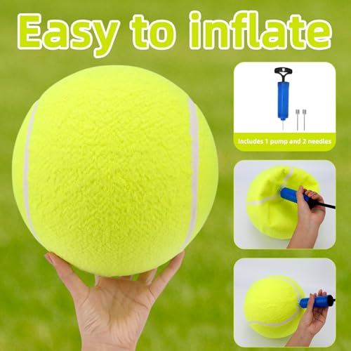 24cm Riesen Hüteball für Hunde, Extra Großer Tennisball für Hunde mit Pumpe und 2 Nadeln Spaß Apportier und Trainingsball for Haustiere Outdoor Spielzeug
