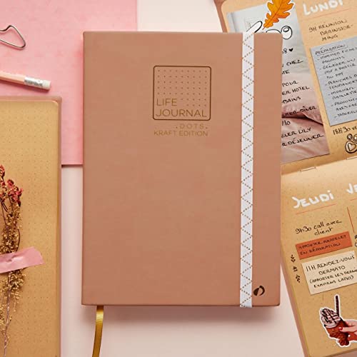Quo Vadis - Carnet Bullet journal - Multilingue - Life Journal - Rose clair - Pages Points (dots) - 15x21 cm - Papier Clairefontaine kraft - Fabrication française – vue 5