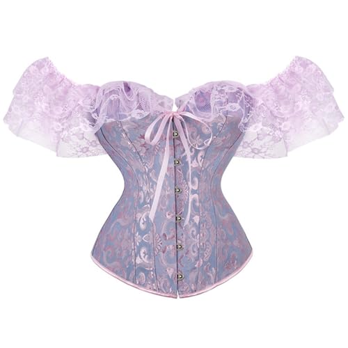 Rapunzel Kostüm Damen - Gothic Spitze Shapewear Piratenkostüm Elegant Bauchweg Schmal Rapunzel Kostüm Blumenprint Brokat Off Shoulder Korsett Fischgräten-Bandage Schnürung Kordelzug Taillenmieder