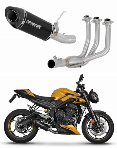 DOMINATOR Ligne complète d'échappement Collecteur Silencieux HP8 NOIR compatible avec Street Triple 765 RS 2024-2025