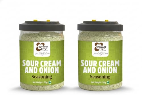 Image of Browntree Sour Cream &Onion Popcorn Seasoning Powder-Pack Of 2-100g | Each Pack 50g | fresh & crunchy Cinema Style popcorn Powder