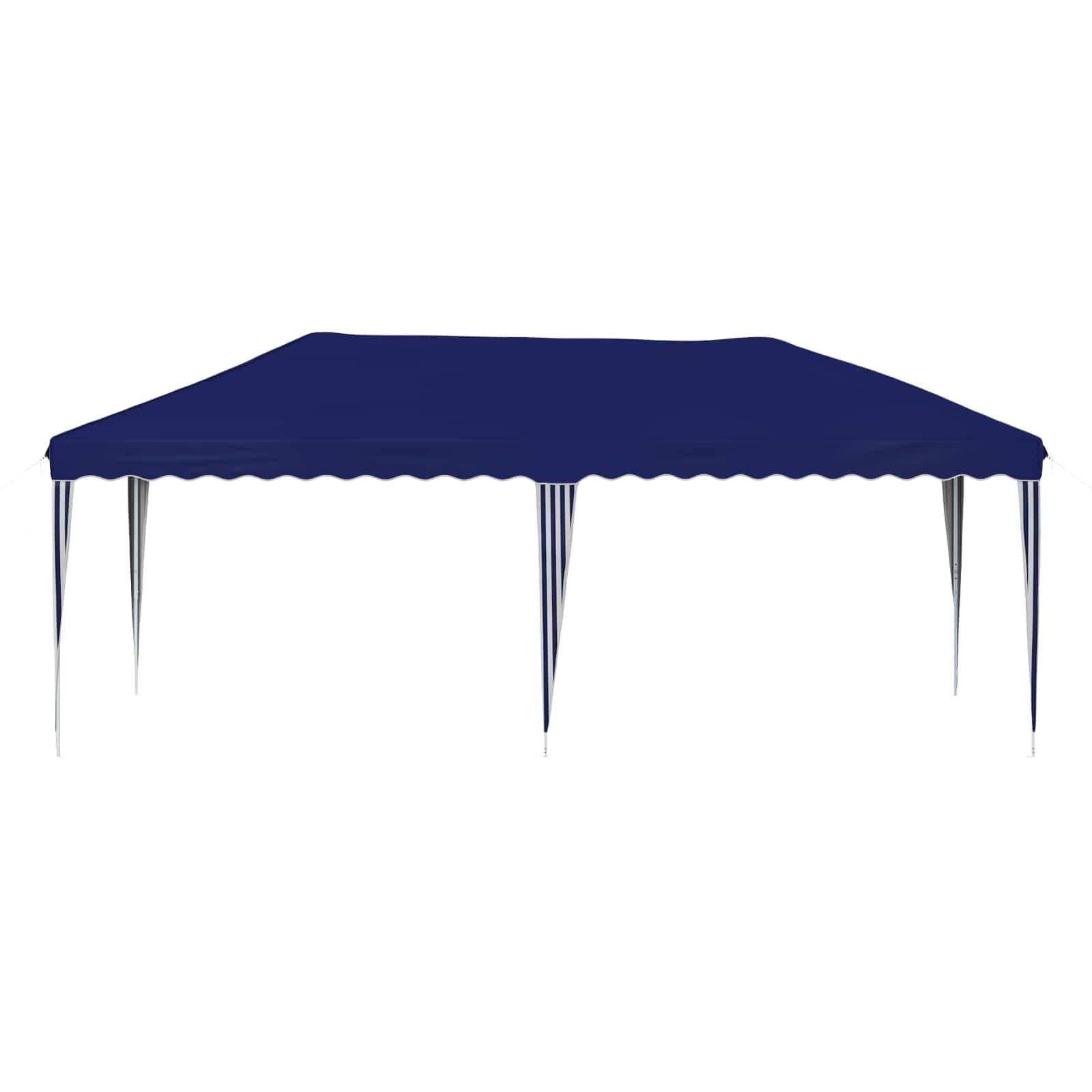 Namiot imprezowy Pop-up niebieski 575 x 290 x 245 cm, składany i składany, z malowaną proszkowo stalową ramą, odporny na warunki atmosferyczne, odporny na działanie promieni UV, idealny do