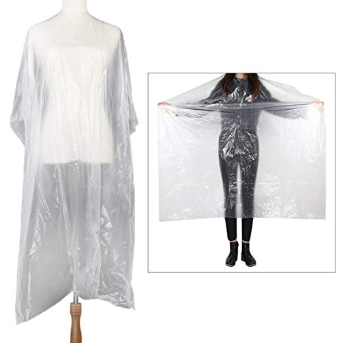 Einweg-Friseurumhänge, ROMANTIC BEAR 100 Stück wasserdichter Friseurumhang Transparente Haarschnittschürze Friseursalons für Erwachsene Kinder, 120 * 160cm